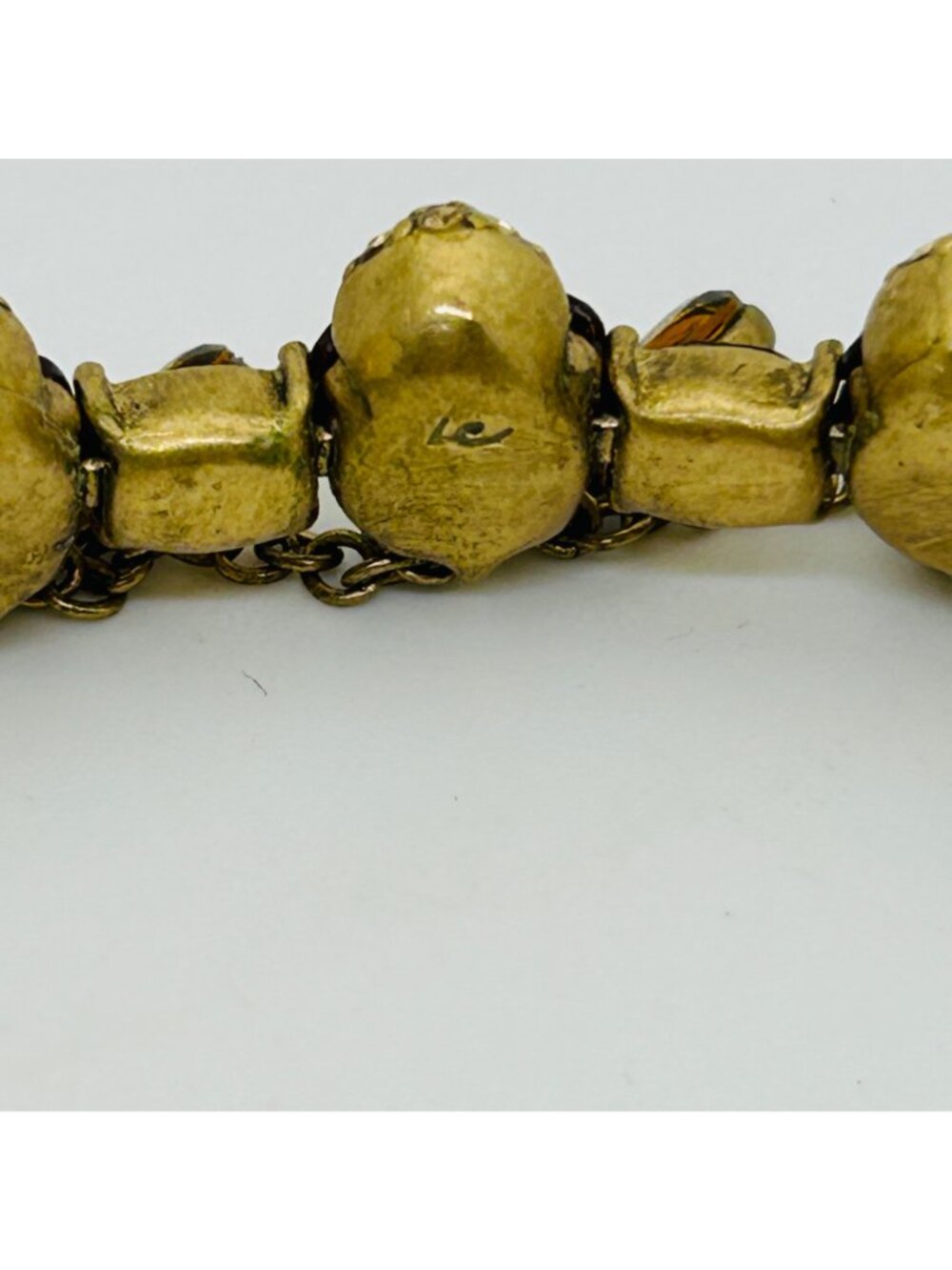 Liz Claiborne Choker Necklace Gold Tone Brown Resin Bead Dangle Wire Vintage - Picture 6 of 10